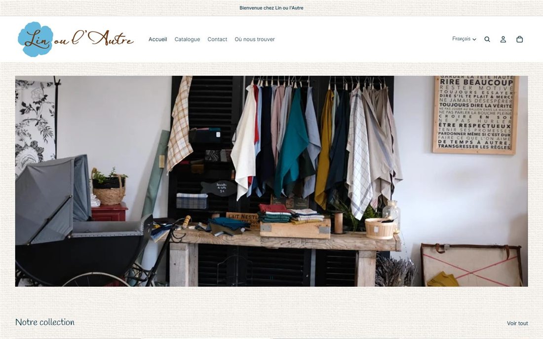 Nouvelle boutique Lin ou l'Autre sous Shopify