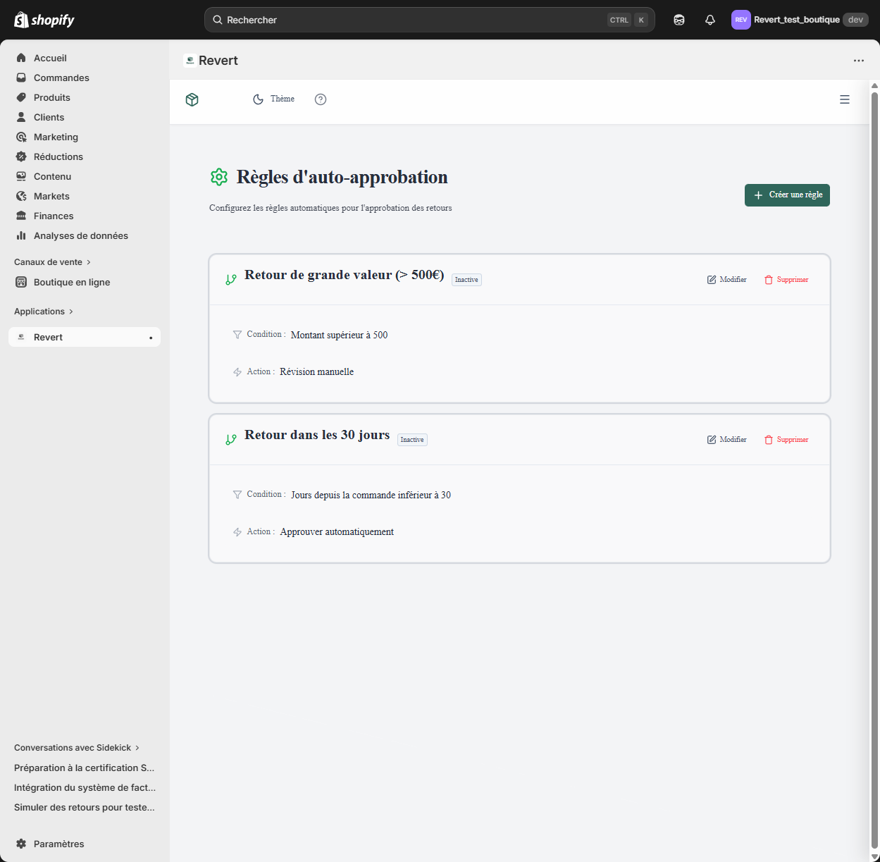 Règles d'auto-approbation